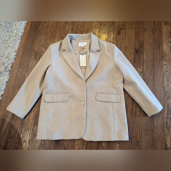 Wool Blend Oversized Blazer Jacket Coat Oversized L/XL Color cream- Sand - Picture 7 of 11